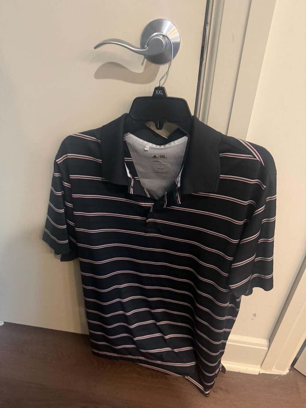 Adidas Clima Golf Polo Shirt Black Striped Size L